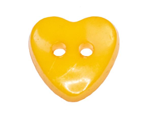 Botones infantiles a modo de corazones en amarillo oscuro 12 mm 0,47 inch